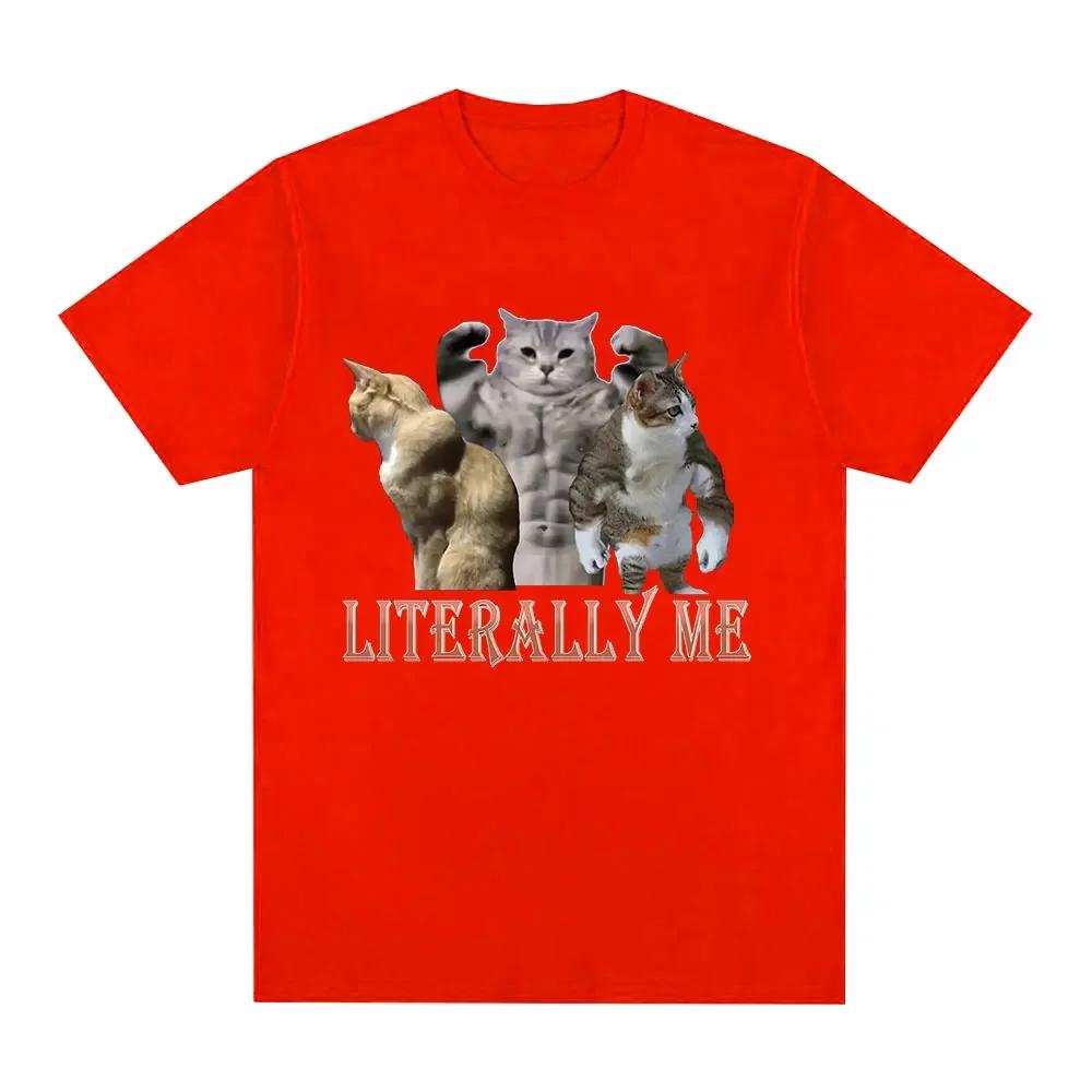 Buff Cats Meme Literal Me Tshirt Fitness Gym Women's Fashion Hip Hop Short Sleeve Tshirt Casual T-shirt