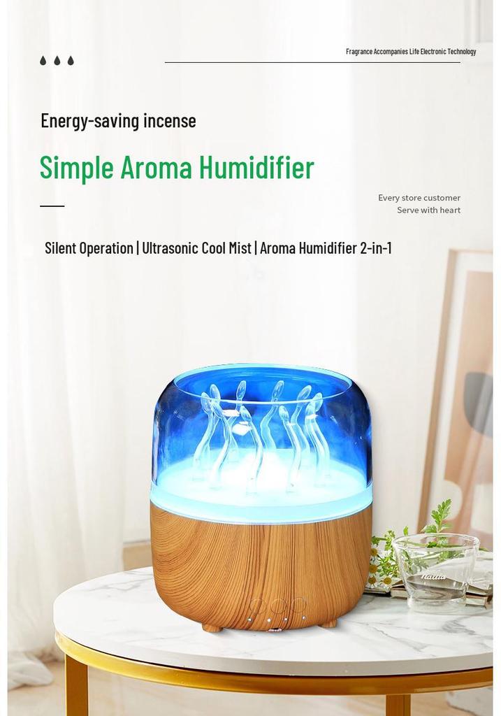 Wood Grain Jellyfish Ultrasonic Aroma Diffuser and Night Light