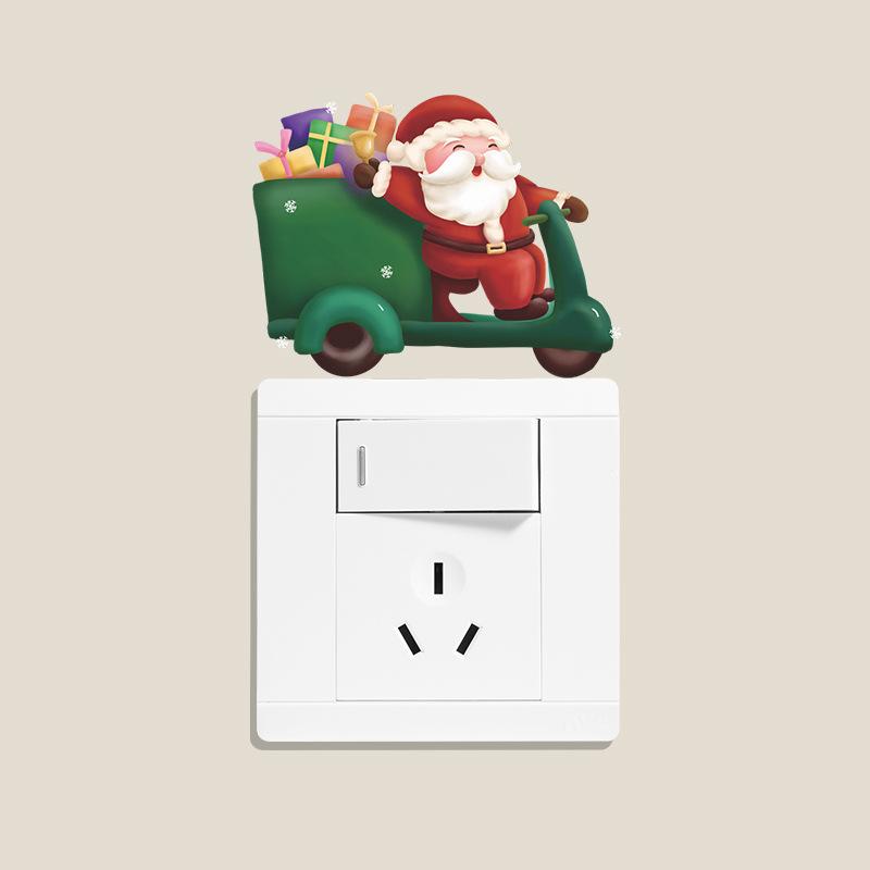 Cute Cartoon Santa Claus Switch Stickers Living Room Kids Bedrooms Wall DIY Decal Christmas Removable Self-adhesive Decoration
