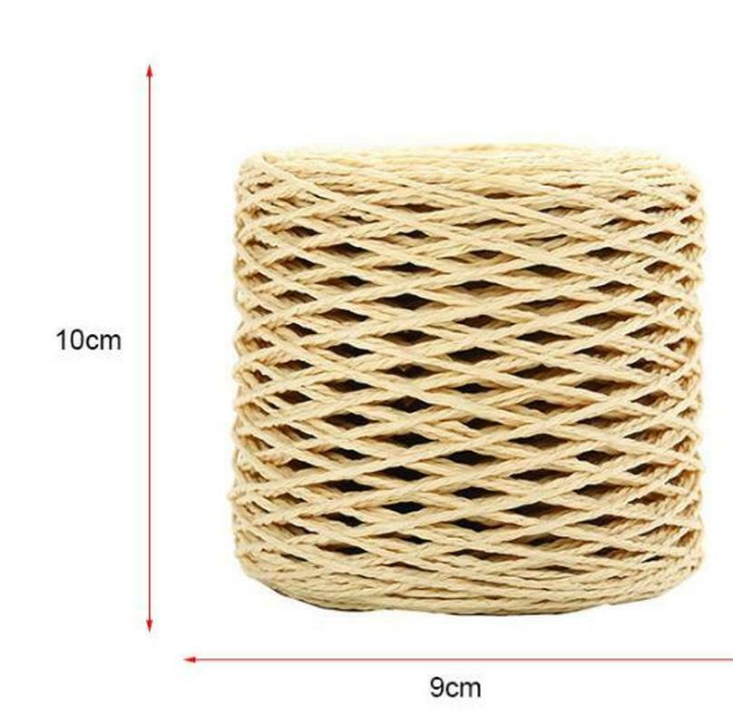 200 Meter Natural Raffia Straw Yarn For Hand Knit Crochet Summer Straw Hat Handbag Cushion Baskets Knitting 2mm Colorful Threads