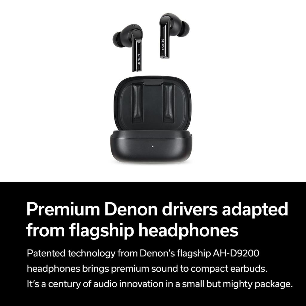 Denon AHC840NCW True Wireless Headphones with Active Noise Charging Wireless 12mm Biocellulose White In-Ear Cancellation, USB-C Case, Charging,