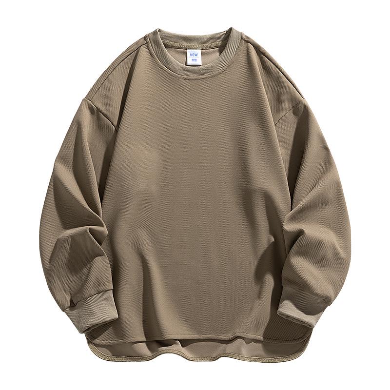 2025 Spring/Autumn Men s Japanese Trendy Brand Hoodie with Ribbed Cuffs and Hem 3XL светло-коричневого