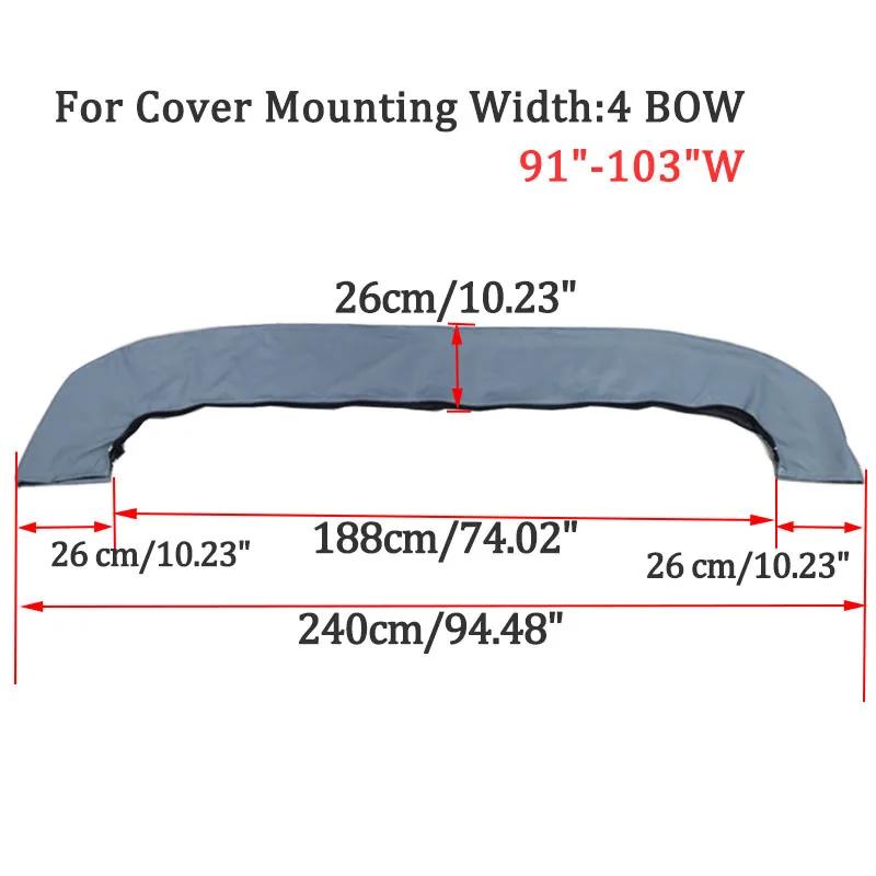 600D 4-Bogen-Biminitop-Kofferraumabdeckung ohne Rahmen Yacht-Bootsabdeckung mit Reißverschluss Anti-UV-wasserdichte staubdichte Abdeckung Marinezubehör