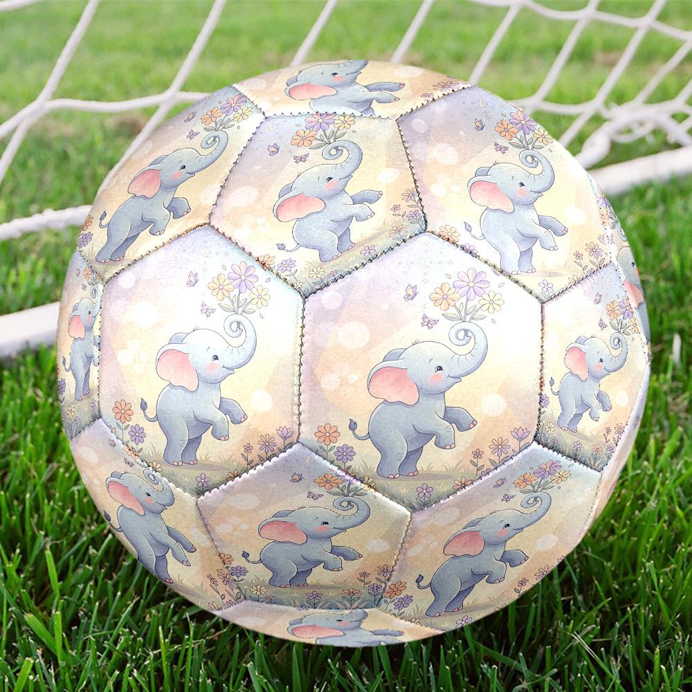 1pc Elephant Flowers Standard Size 5 Wear Resistant Football, Indoor Outdoor Soccer Ball for School Park Grass Training & Daily zq71017