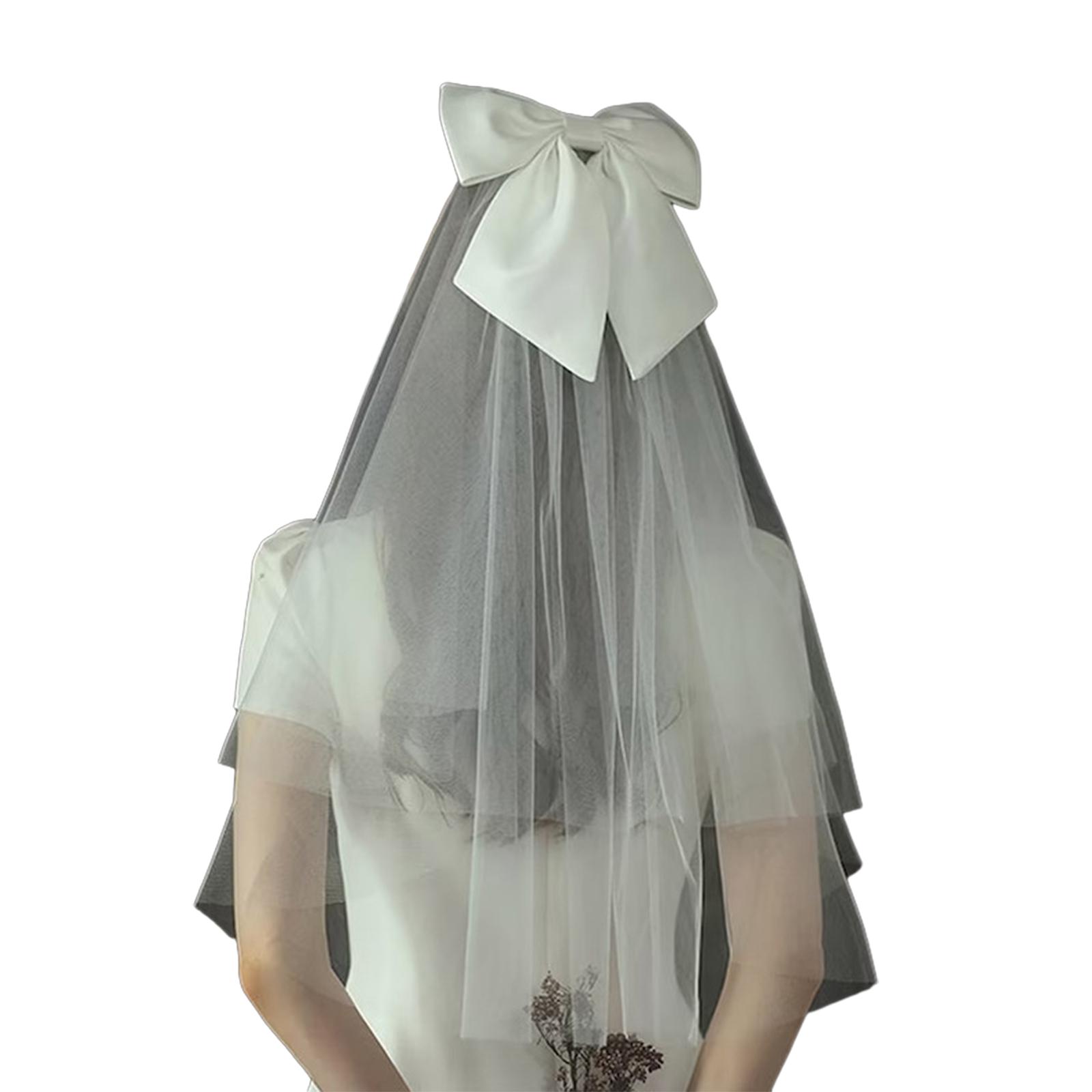 

Фата невесты, изысканный бант из тюля, простая короткая, девичник, девичник, фата невесты, платок на голову для девичника белый