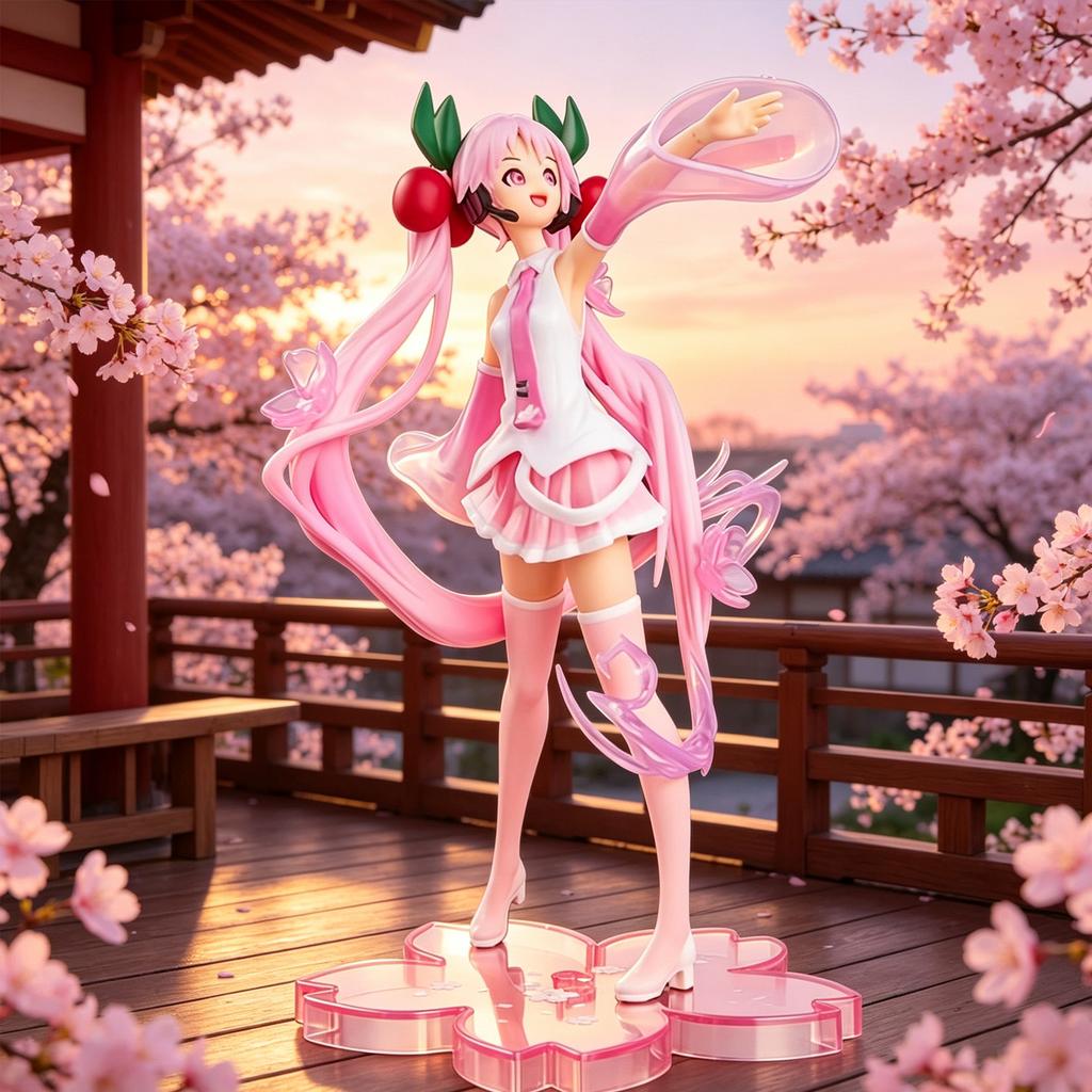Sakura Hatsune Miku Cherry Blossom Ver. Anime Figure – Pink Miku Statue, PVC Collectible Model with Sakura Base