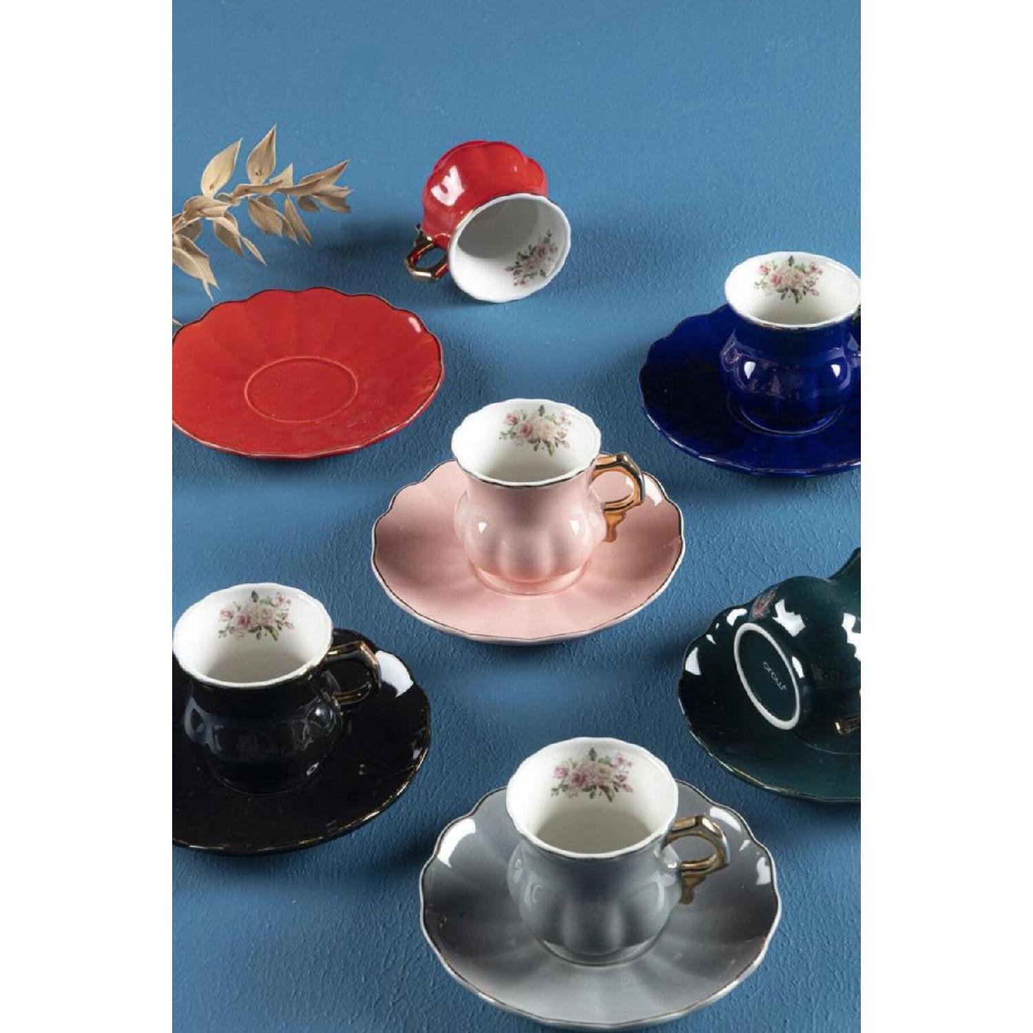 

Цветной фарфоровый кофейный сервиз из 6 предметов Tr-3133