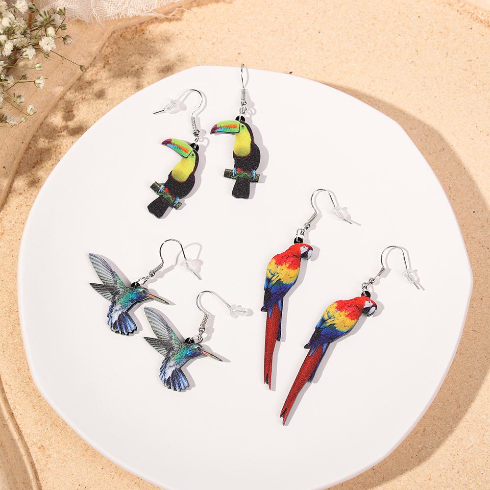 Fashion Acrylic Parrot Animal Jewelry Eardrop Bird Earrings Earbob