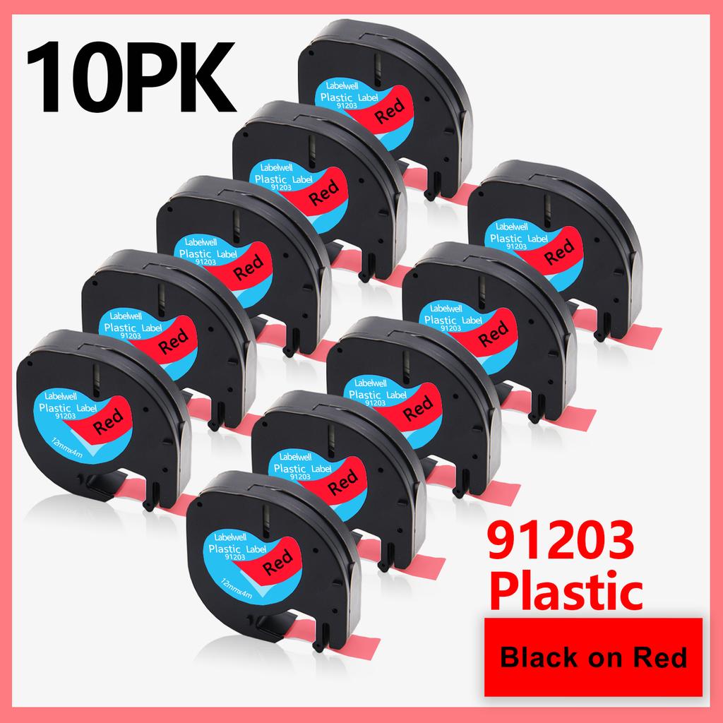 10PK Compatible Dymo LetraTag 91201 91202 12267 91200 91203 91204 91205 Plastic Label Tapes 12mm*4M for Dymo LT-100H LT-100T XR
