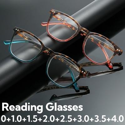 Occhiali da lettura alla moda eleganti da donna, montatura quadrata con stampa leopardata, occhiali per presbiopia, ultraleggeri, anti luce blu