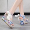 Fashion Plus Size 2025 Fashion Open Toe Women's Sandals Summer Printing Round Toe Platform Wedges Sandals for Daily Casual Dress Shoes