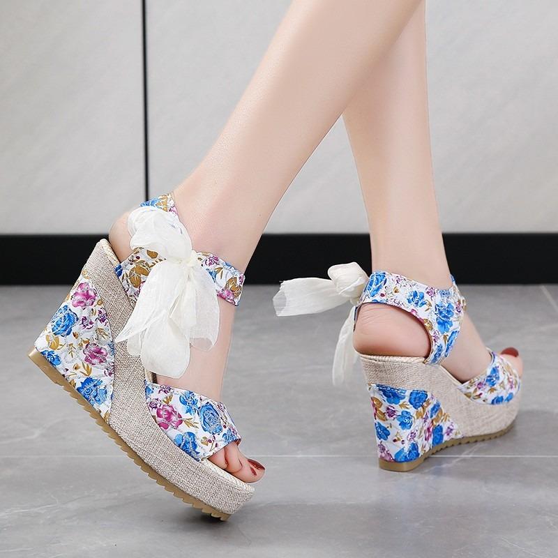 Fashion Plus Size 2025 Fashion Open Toe Women's Sandals Summer Printing Round Toe Platform Wedges Sandals for Daily Casual Dress Shoes