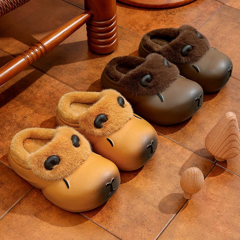 Capybara Children's Cotton Slippers for Boys and Girls EVA Waterproof Cartoon Cute Parent-child Warm Children's Fur Slippers