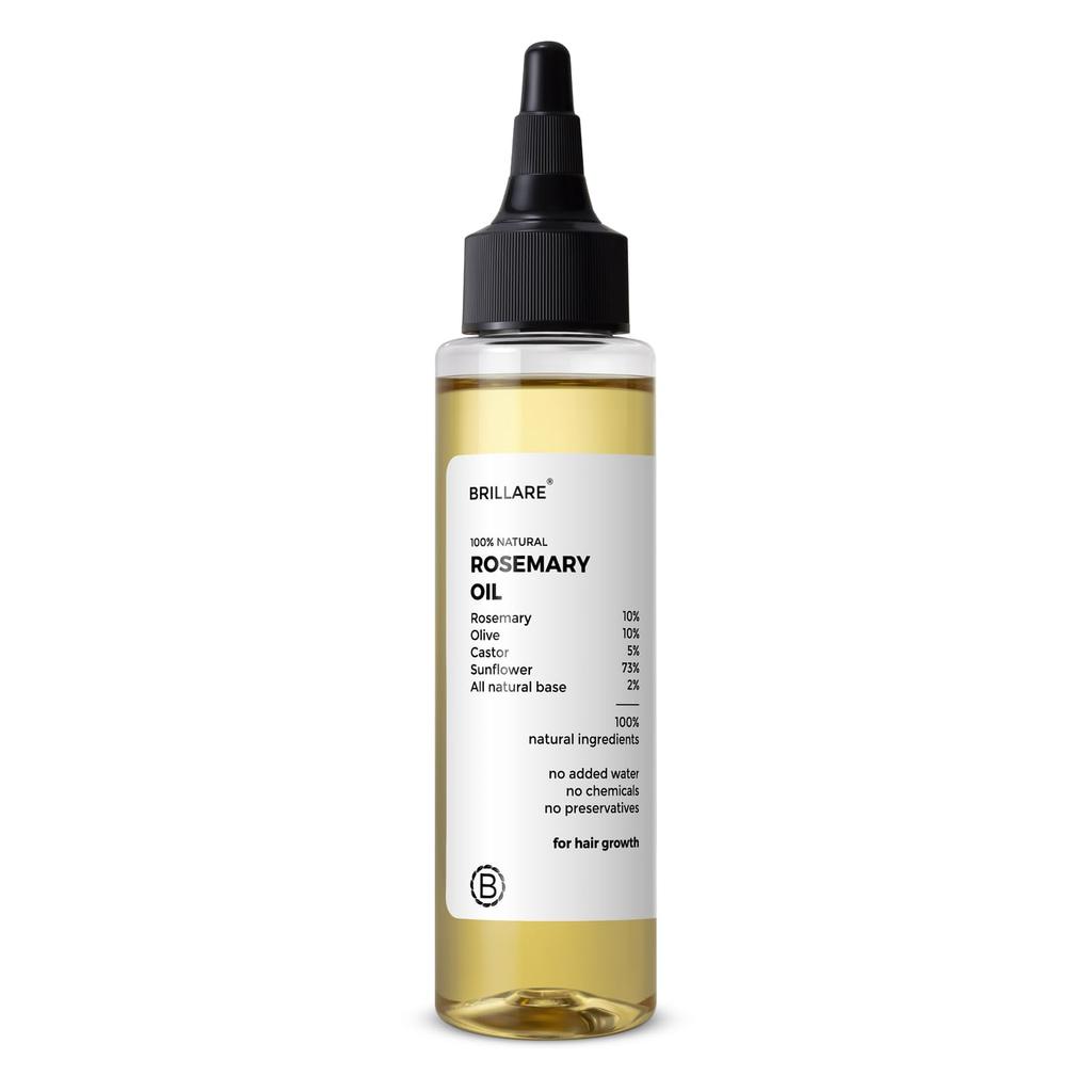 Brillare 10% Rosemary Hair Oil for Hair Growth with 10% Olive Oil & 5% Castor oil | Reduces Hair Fall | Strengthens Hair | Visible Results in 4 We