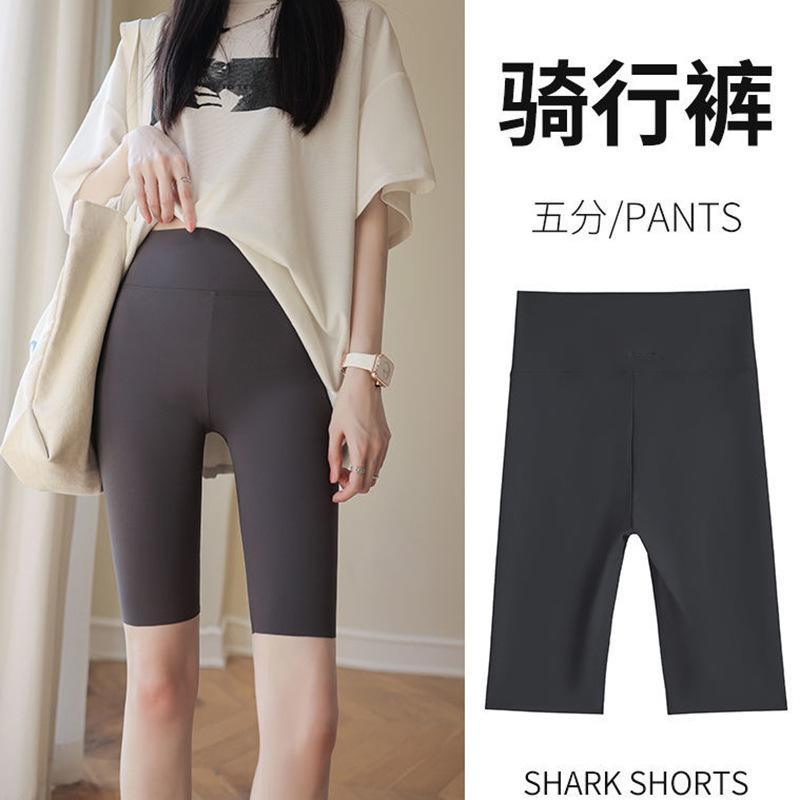 Women's High Waist Capri Shark Leggings Tummy Control Butt Lifting Slim Yoga Pants Summer Solid Workout Shorts