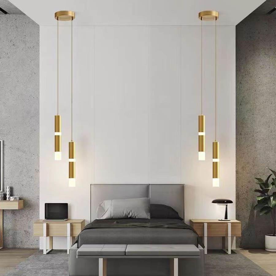 NEW Acrylic Bedroom Bedside LED Pendant Lamps Black Golden Long line hanging Light Island Bar Counter Shop Kitchen Pendant Light