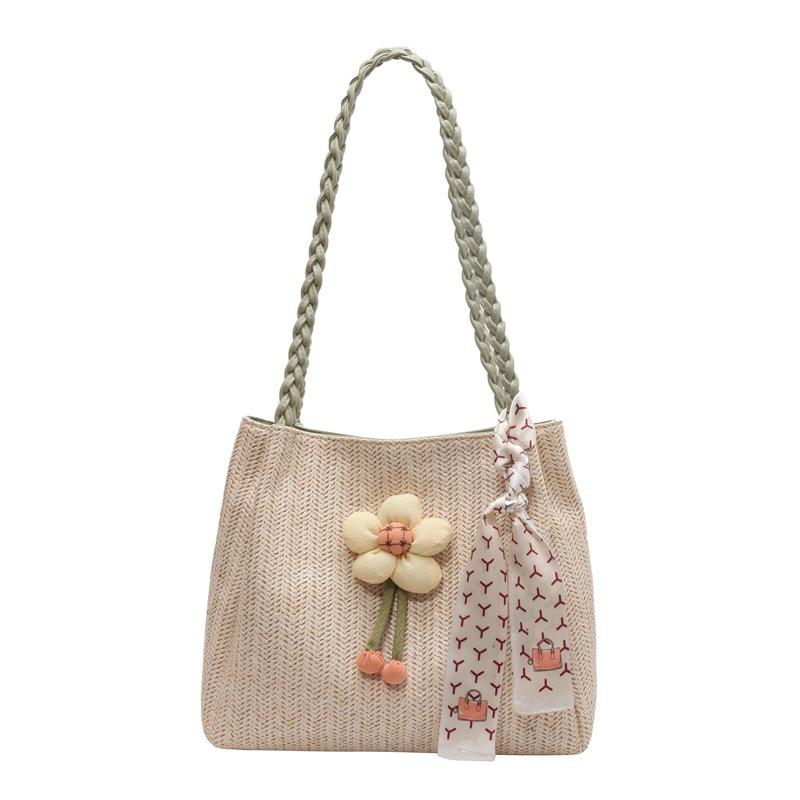 Summer New Ethnic Style Niche Woven Bucket Bag with Large Capacity, Trendy and Fashionable Vacation Single Shoulder Crossbody Bag