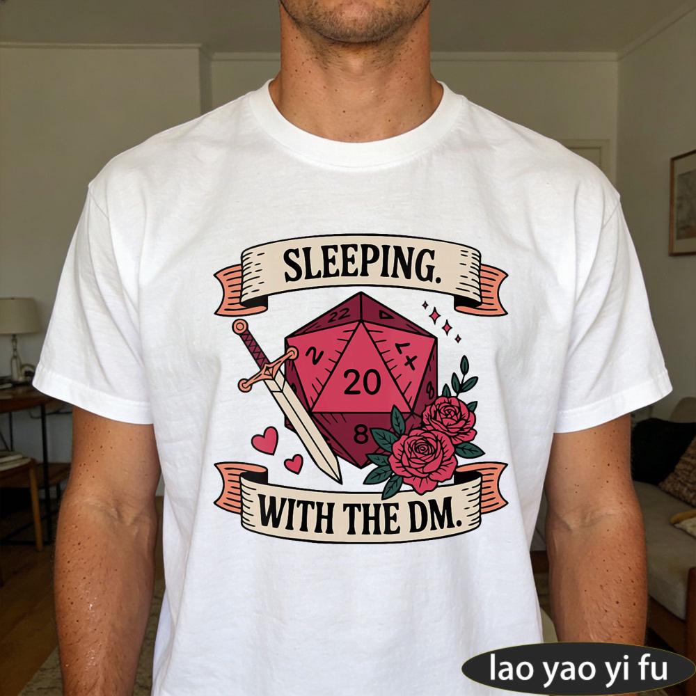 Sleeping With The Dm Floral Sword Art Print Tshirt Unisexs Funny Dd Gaming Short Sleeve Dungeons Dragons Theme Series Top