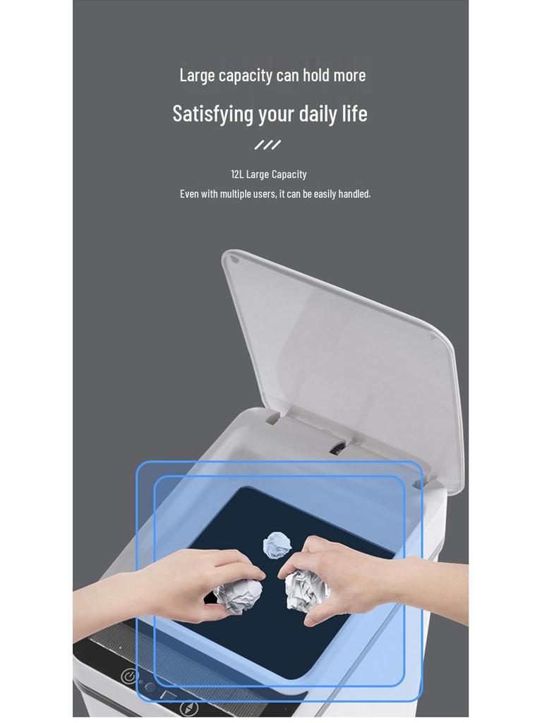 Smart Sensor Trash Can with USB Charging for Home, Bedroom, and Bathroom