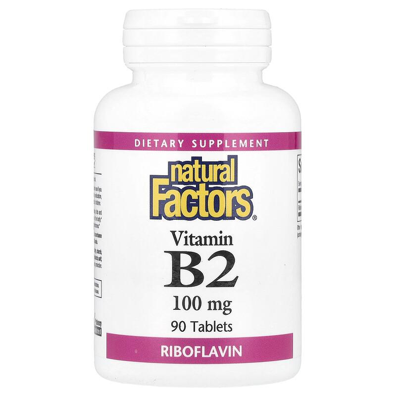 Vitamin B2, Riboflavin, 100 mg, 90 Tablets