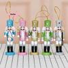 S-1/5Pcs Holiday Small Hanging Decoration 13CM Colorful Glitter Nutcracker Soldier Puppets Christmas Wooden Ornaments