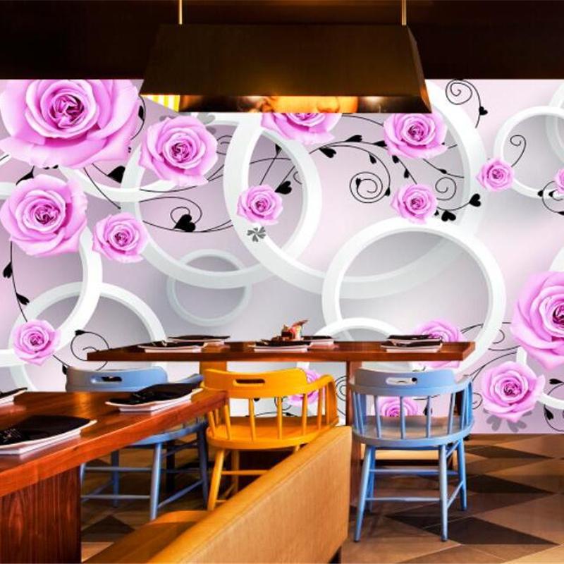 3d Rose Vine Circle Mural Living Room Bedroom Restaurant Tv Background Wall Mural Decoration