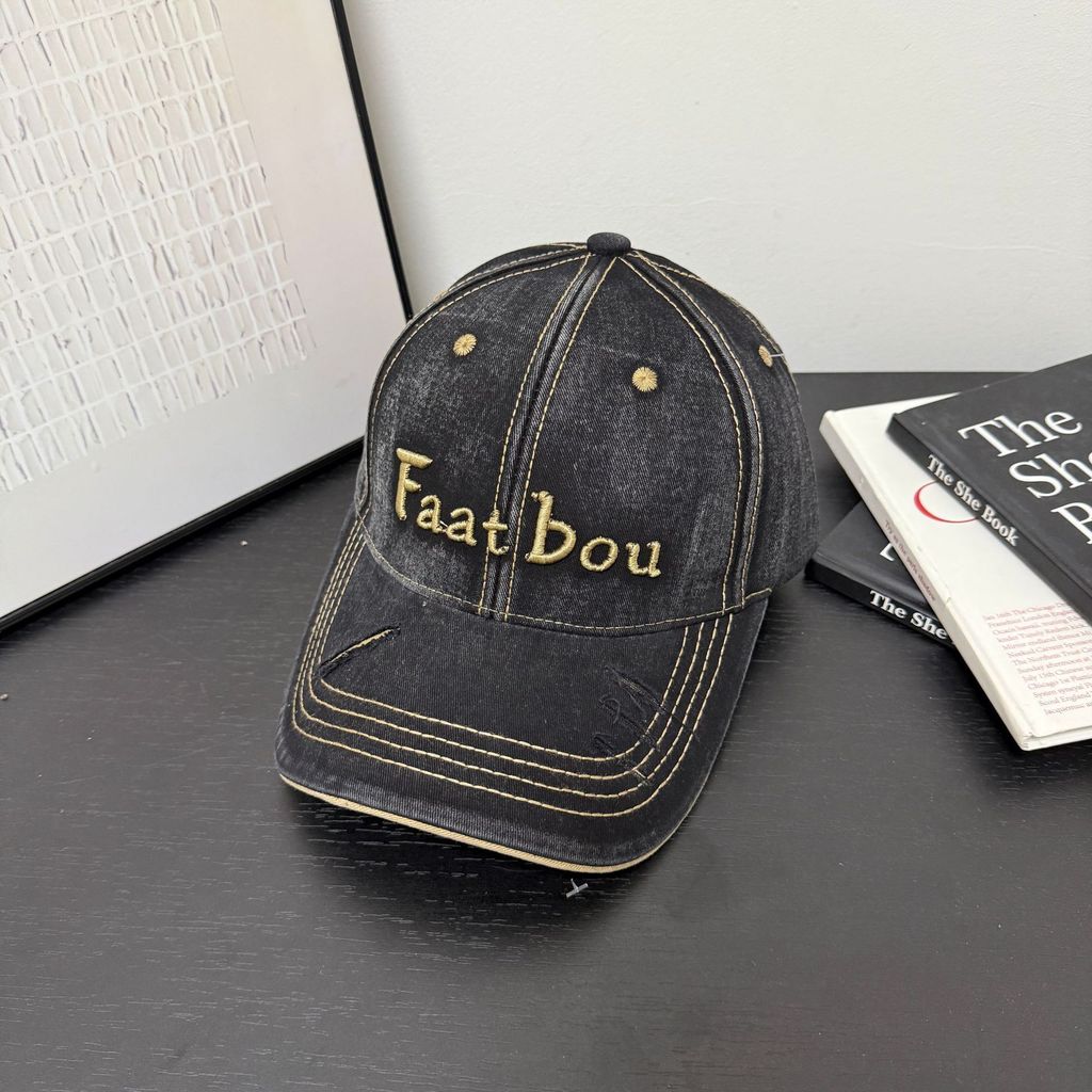 Faatbou Baseball Cap With Embroidered Letters Black For Casual Streetwear чёрный