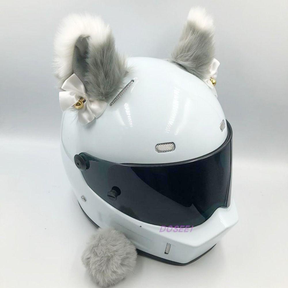 Cute Self-adhesive Motorcycle Helmet Decor Cosplay Personality Plush Cat Ears Soft Smooth Motocross Accessories