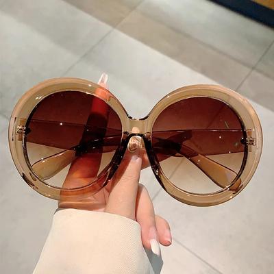 Oversized Ronde Grote Montuur Zonnebril Dames Heren Luxe Merk Designer Zonnebril Vintage Punk Populaire Brillen Roze Tinten
