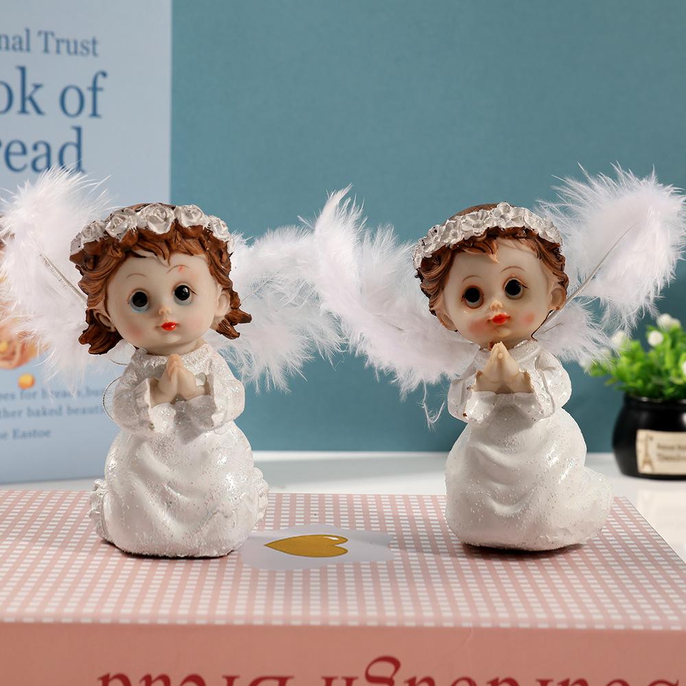 

Pair of Cute Little Angel Resin Ornaments Wedding Birthday Decorations Handicraft Gifts for Home Bedroom Decoration