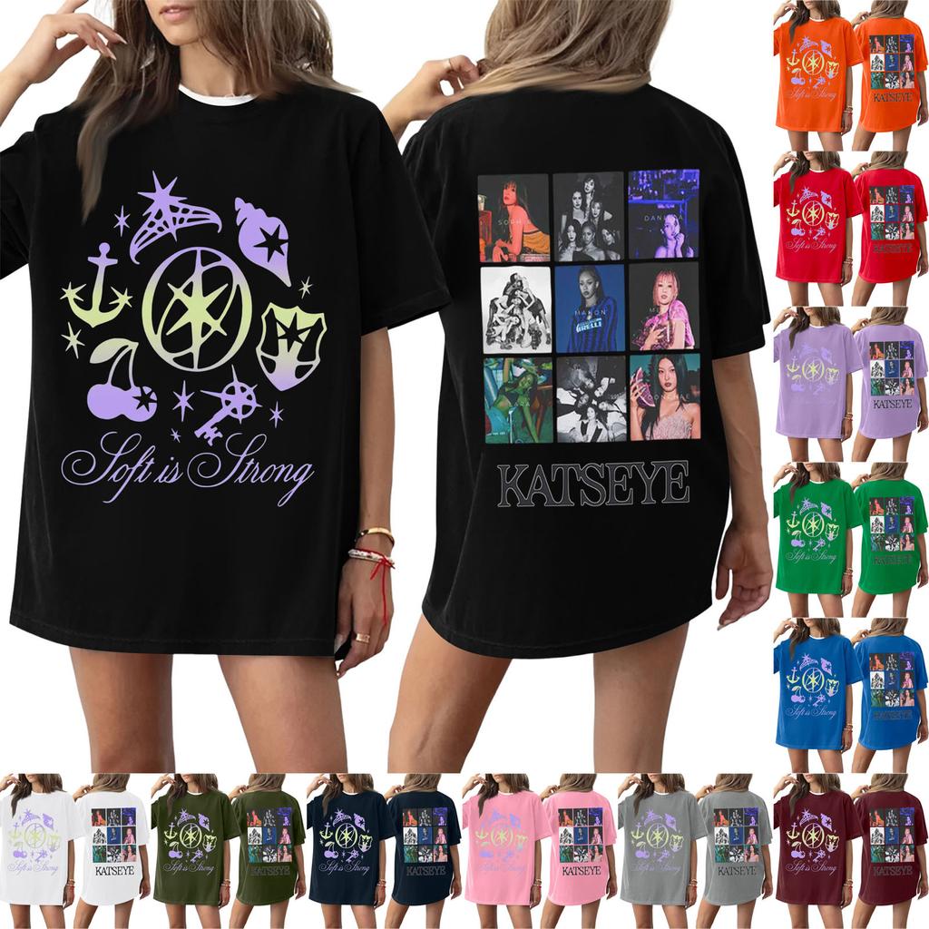 Women's Round Neck Printed Short-sleeved T-shirt Top