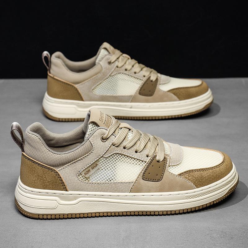 

Men s shoes 2025 new summer breathable hollow mesh sports and leisure board shoes versatile thick-soled low-top small white tide shoes 39
