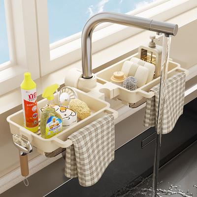 Küche ABS Spülbecken Abflussrost Schwammaufbewahrung Wasserhahnhalter Seifenschale Ablagekorb Organizer Badezimmer Zubehör