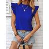 Women's Solid Sweet Crew NeckRuffled Sleeve Tank Top  Summer European American Ladies Vest