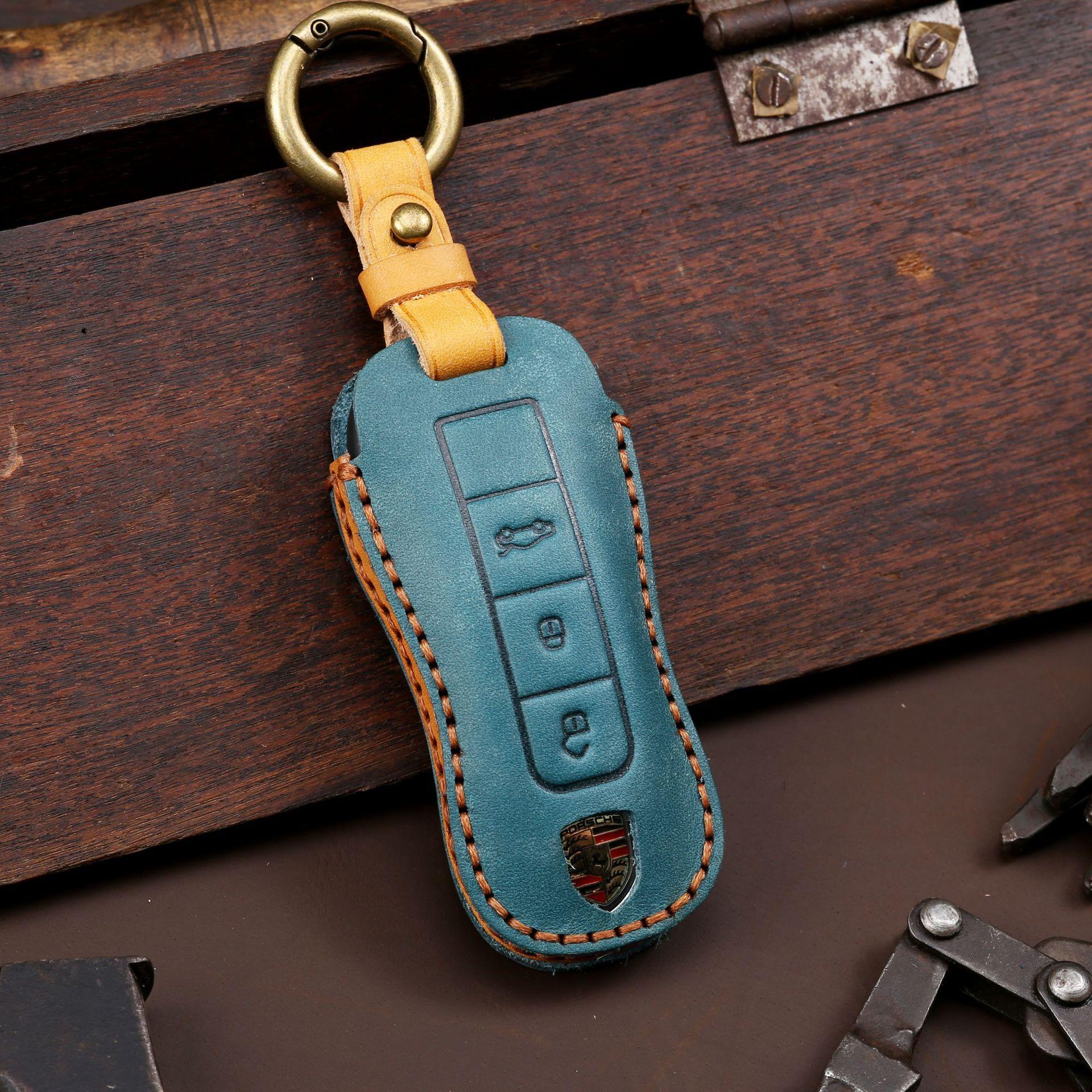 

Для Porsche Macan Сумка для ключей Mackay Paramela Брелок 718 Cayenne Сумка для ключей павлин голубой