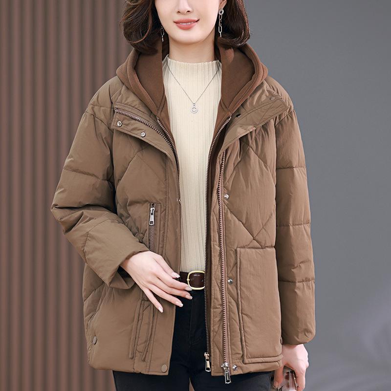 

Зимняя женская куртка из утолщенного пуха белой утки в стиле «двойка» – Модная, стильная и теплая. L (122-137 jin) хаки