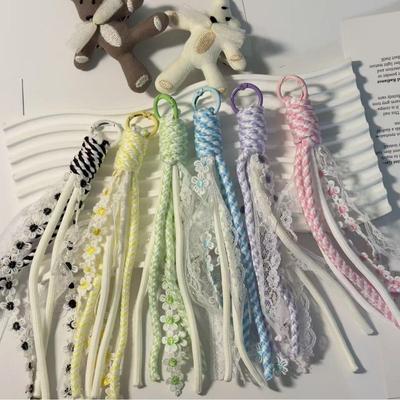 Lace Flower Color Block Knotting Keychain & Phone Charm