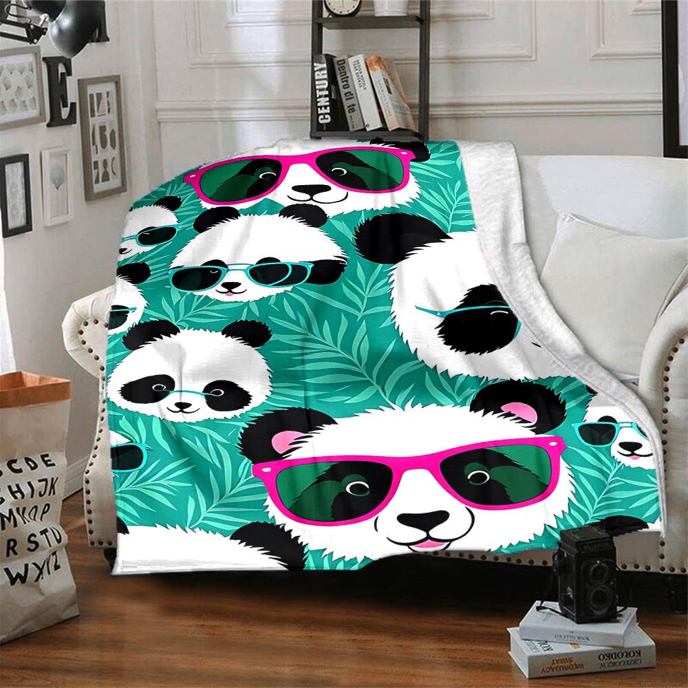 1pc Panda, Sunglasses Blanket Warm, Cozy, And Soft, Suitable for Sofas, Beds, Cars, And Office Use.Perfect for Camping And Travel, Making It a Great G