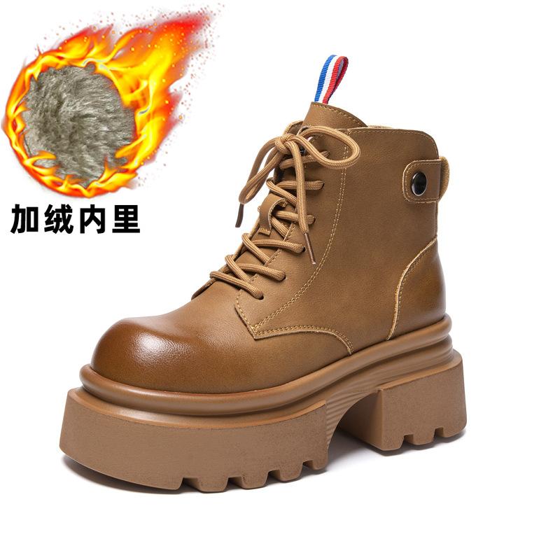 

Thick-soled Martin boots women s British style heightening short boots 2025 autumn and winter small leather women s boots spring and autumn single bo 39