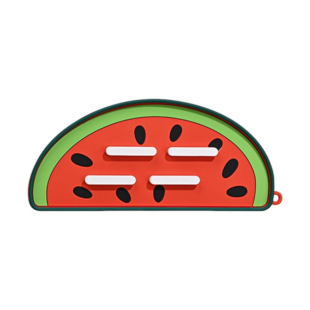 Soft Silicone Pot Lid Drain Mat Non-slip Multifunctional Board Holder Heat Insulation Watermelon Shape Spatula Storage Mat