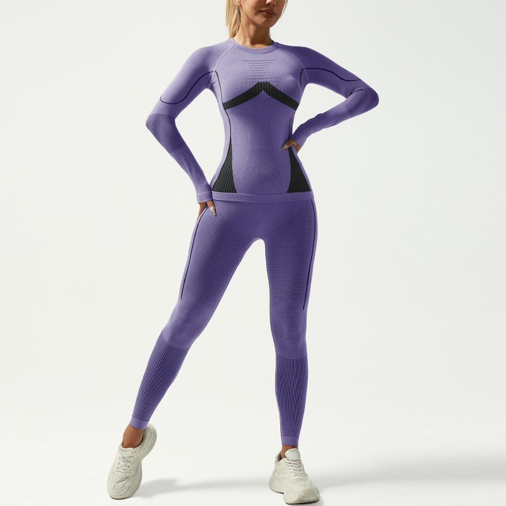 Ski Training Seamless Base Layer Set Autumn-Winter Warm Moisture-Wicking Quick-Dry Fitness Wear Simple Basic Style