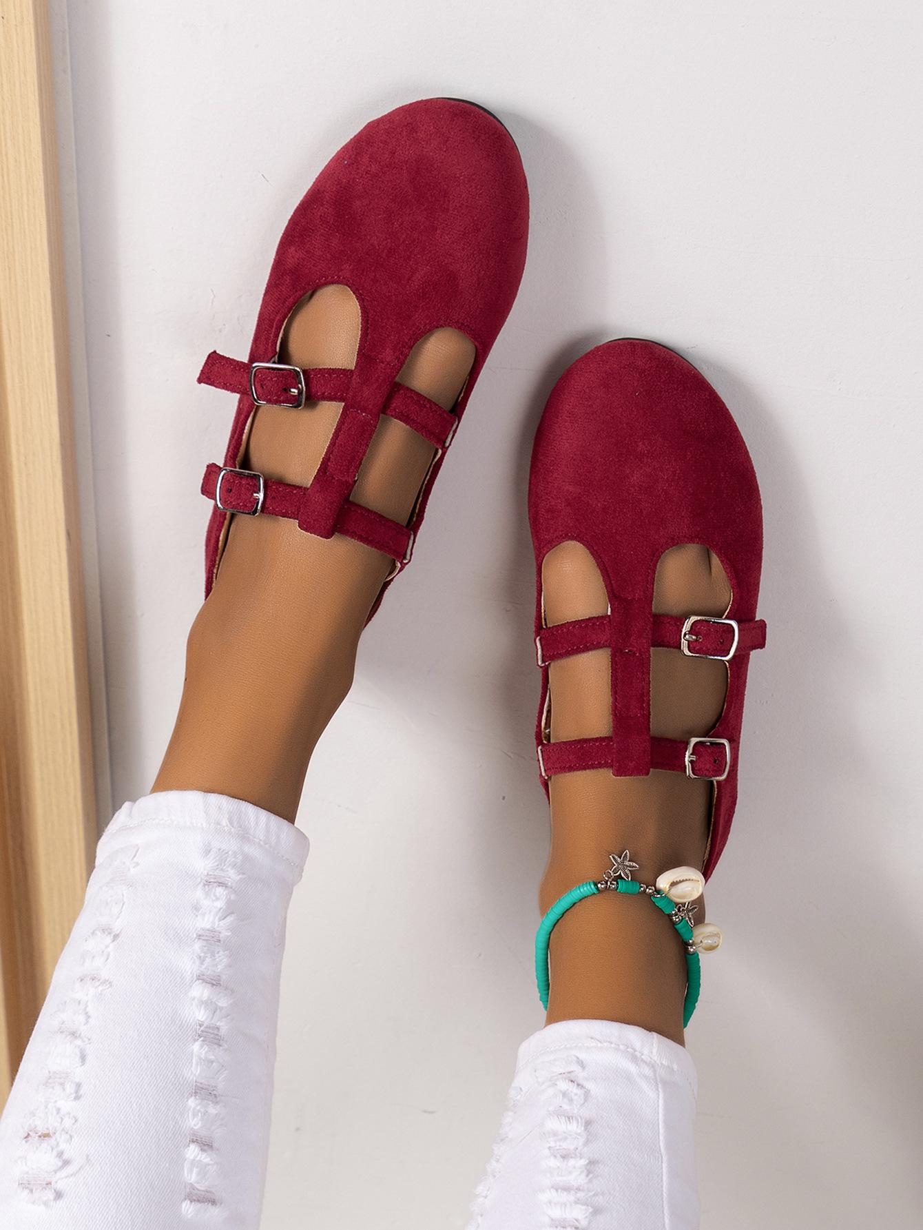 

Большие размеры осенние новые милые модные туфли с круглым носком и плоским каблуком женские туфли Мэри Джейн 43 бордовый