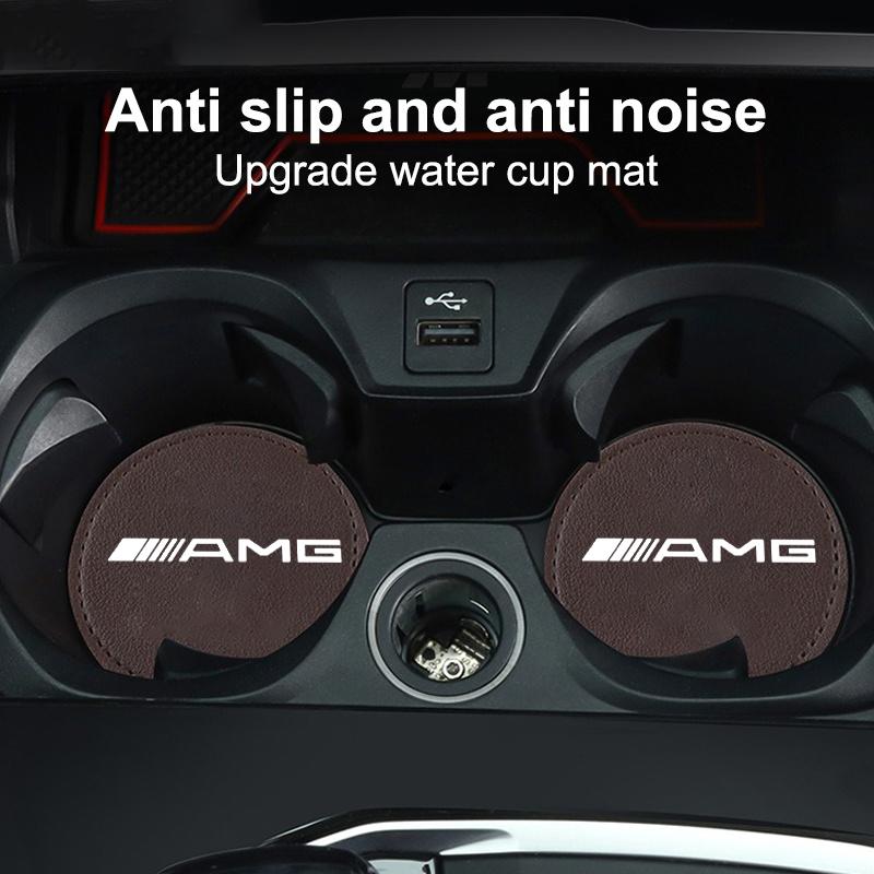 Car Water Cup Pad Car Coaster Anti-Slip Drink Holder Mat Leather For Mercedes Benz B/C/E/S Class A Class C200L GLC GLK CLA GLA RI3