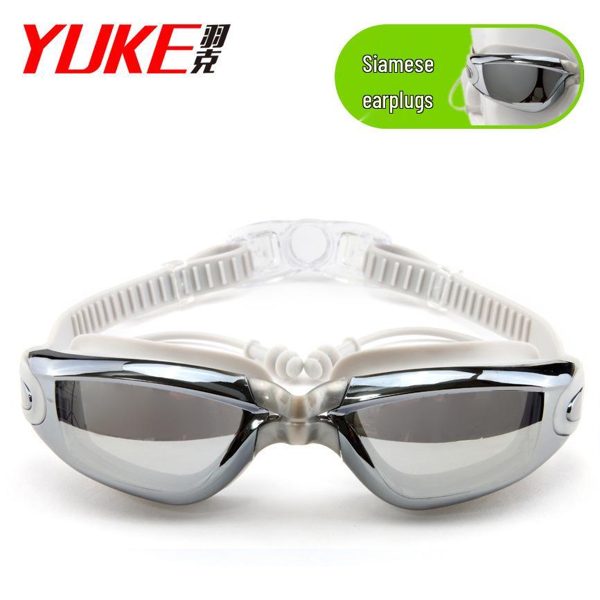Yuke High-Definition Anti-Fog Adult Swim Goggles with Earplugs for Clear Vision