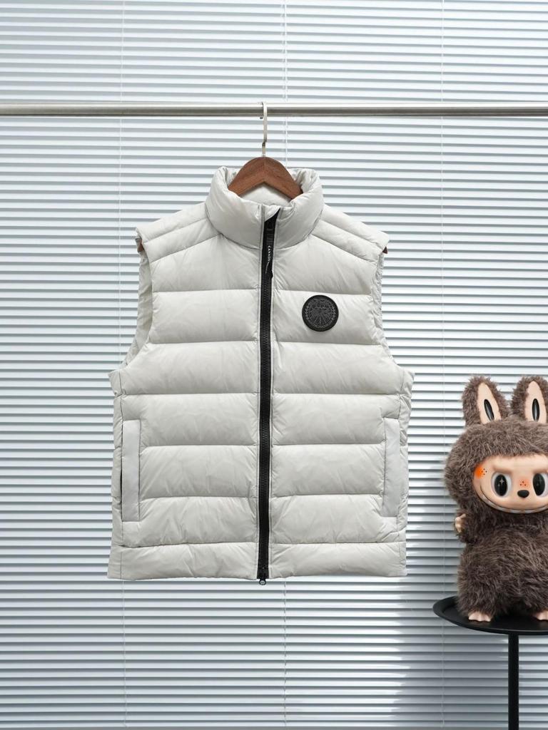 Męski błyszczący puch gęsi kamizelka ze stójką - Ciepła, gruba, bezrękawnik odzież wierzchnia na jesień/zimę.