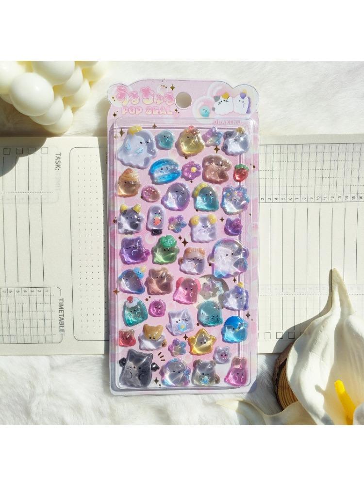 shiny crystal decorative stickers featuring cute animal and flower designs suitable for phone cases and laptop stickers