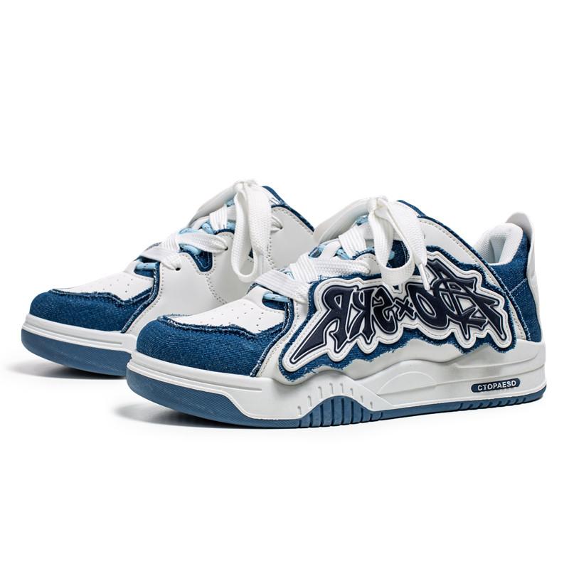 Zapatillas 2024 Autumn Contrast Men Sneakers Flat Bottom Casual Shoe Letter Board Shoe Denim Blue Tennis Shoe Male Shoe Tenis