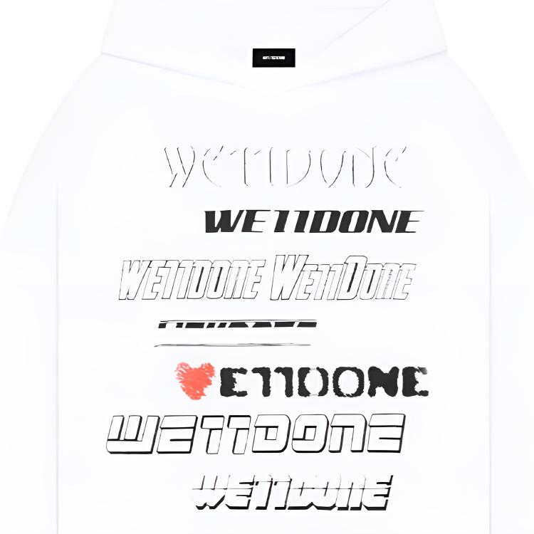 WE11DONE Ss23 Heart Print Barrage Logo Pullover Sweatshirt Unisex Sweatshirt White WD-TH3-22-904-U-WH