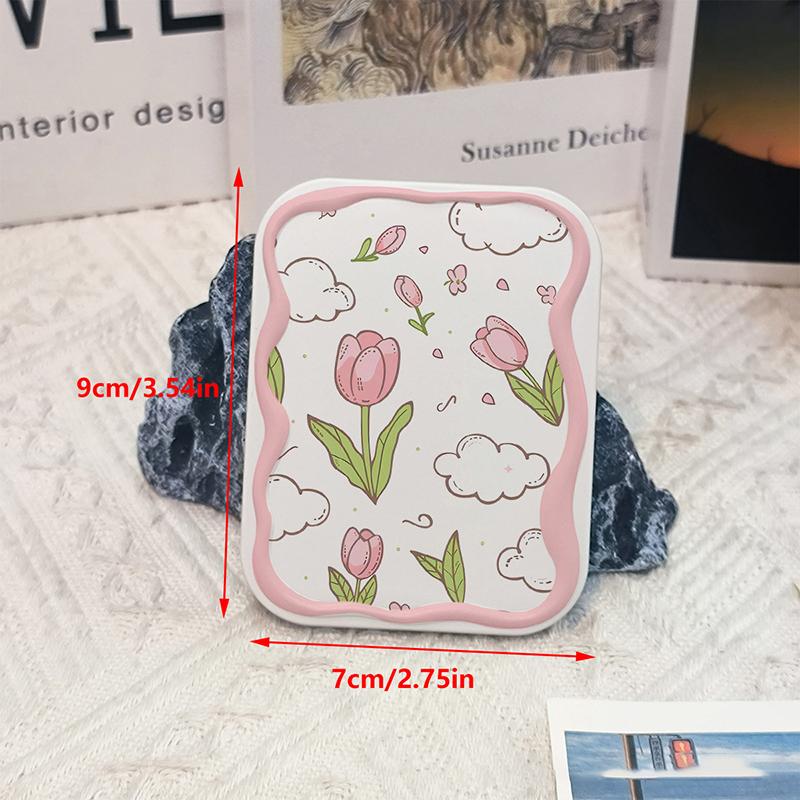 Kwiaty Flip-Top składane lusterko do makijażu przenośne kieszonkowe lusterko damskie prostokątne kosmetyczne lusterko do makijażu z grzebieniem