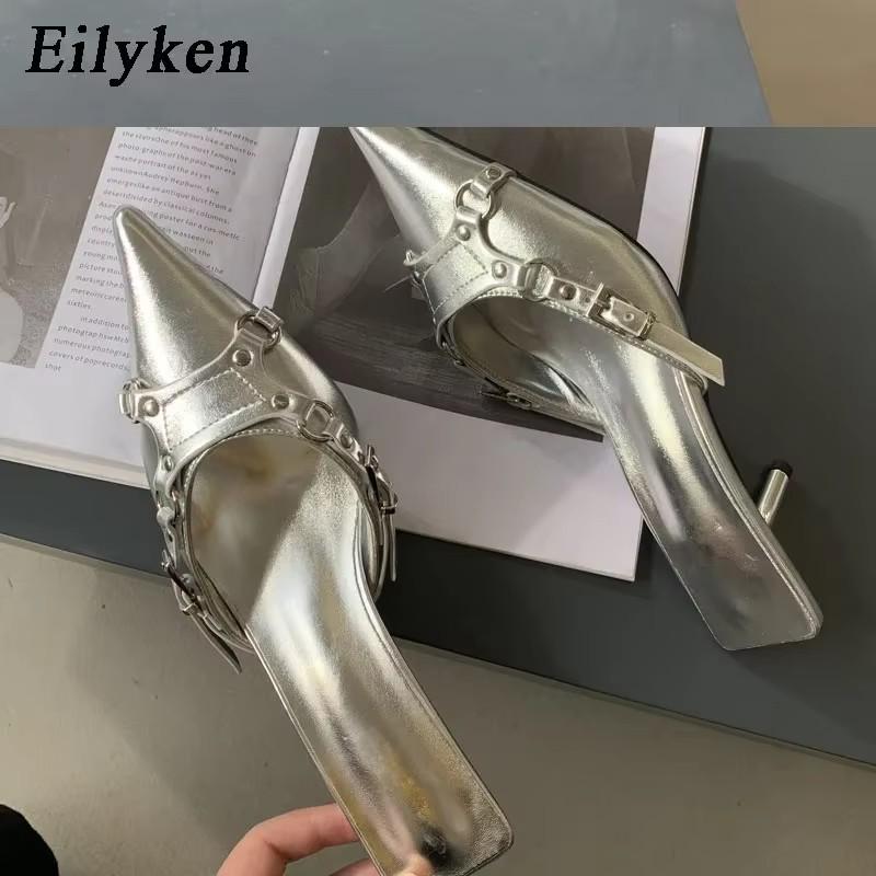 Fashion Eilyken Spring Women Slipper Fashion Thin High Heel Pointed Toe Sandal Outdoor Dress Mules Slides Shoes